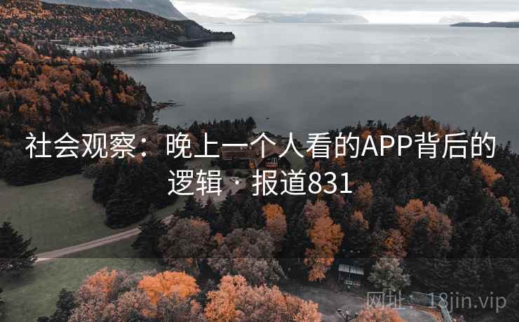 社会观察:晚上一个人看的APP背后的逻辑 · 报道831 第2张 社会观察:晚上一个人看的APP背后的逻辑 · 报道831 第2张